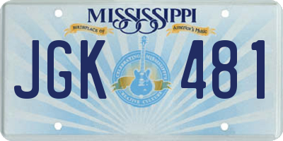 MS license plate JGK481