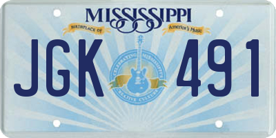 MS license plate JGK491