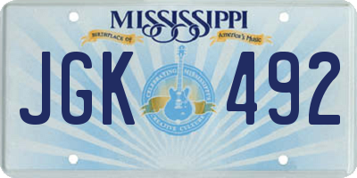 MS license plate JGK492
