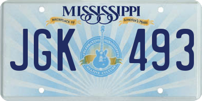 MS license plate JGK493