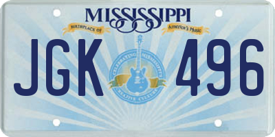 MS license plate JGK496