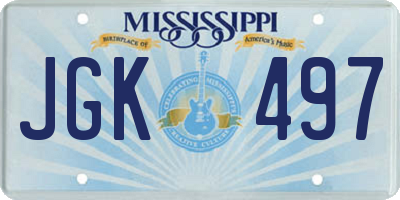 MS license plate JGK497