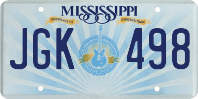 MS license plate JGK498