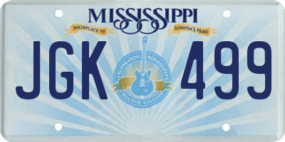 MS license plate JGK499