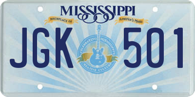 MS license plate JGK501