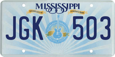 MS license plate JGK503