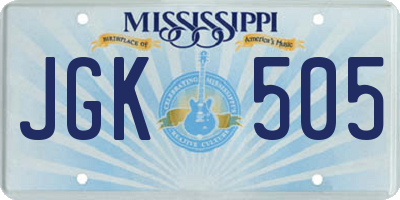 MS license plate JGK505