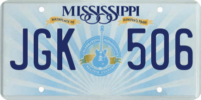 MS license plate JGK506