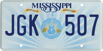 MS license plate JGK507