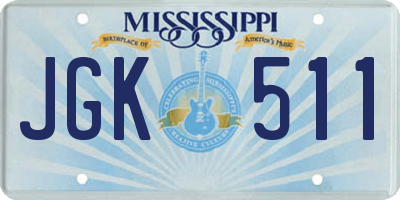 MS license plate JGK511