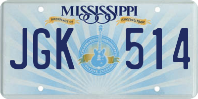 MS license plate JGK514