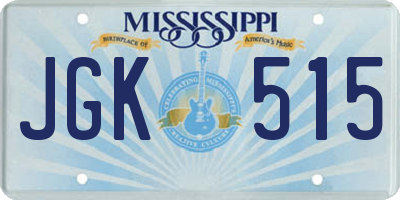 MS license plate JGK515