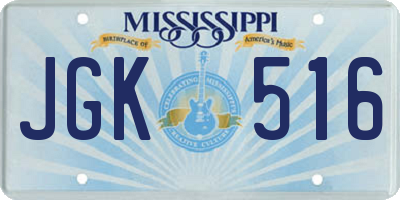 MS license plate JGK516