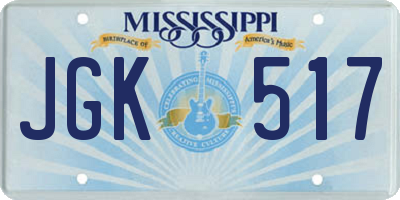 MS license plate JGK517