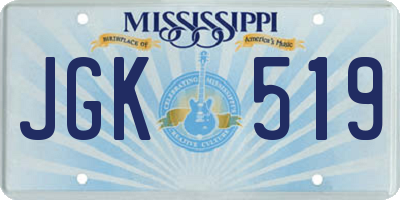 MS license plate JGK519