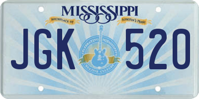 MS license plate JGK520