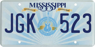 MS license plate JGK523
