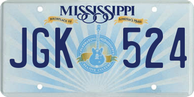 MS license plate JGK524