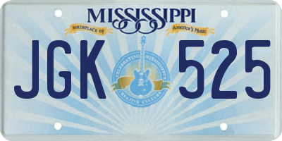 MS license plate JGK525