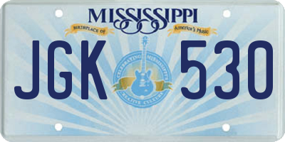 MS license plate JGK530