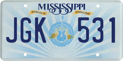 MS license plate JGK531
