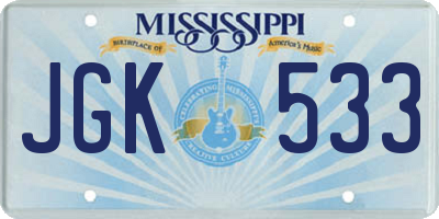 MS license plate JGK533