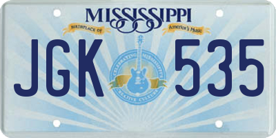 MS license plate JGK535
