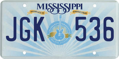 MS license plate JGK536