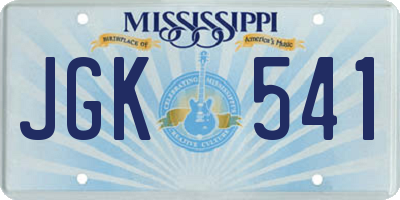 MS license plate JGK541