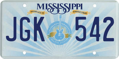 MS license plate JGK542
