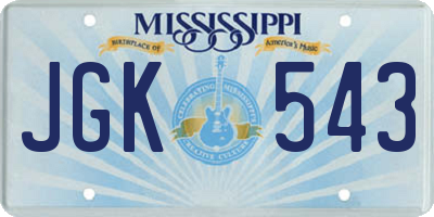 MS license plate JGK543