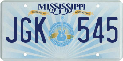 MS license plate JGK545