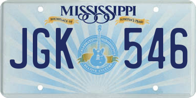 MS license plate JGK546