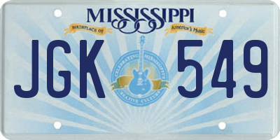 MS license plate JGK549