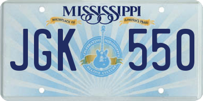 MS license plate JGK550