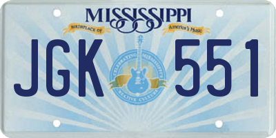 MS license plate JGK551