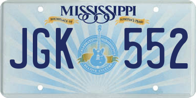 MS license plate JGK552