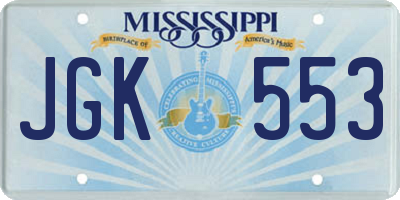 MS license plate JGK553