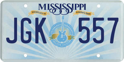 MS license plate JGK557