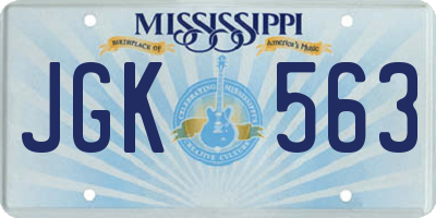 MS license plate JGK563
