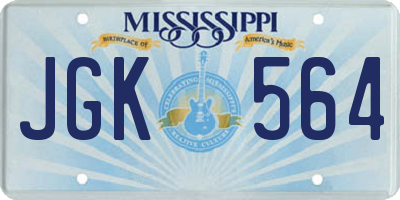 MS license plate JGK564