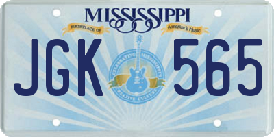 MS license plate JGK565