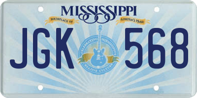 MS license plate JGK568