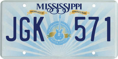 MS license plate JGK571