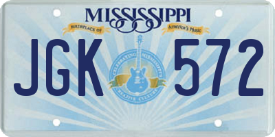 MS license plate JGK572