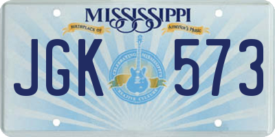 MS license plate JGK573