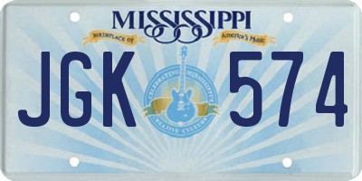 MS license plate JGK574