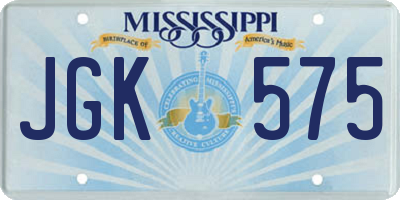 MS license plate JGK575