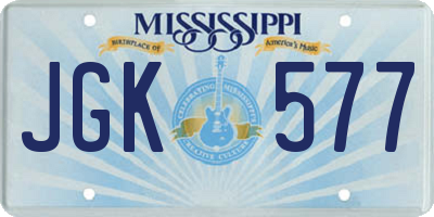 MS license plate JGK577