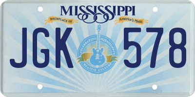 MS license plate JGK578